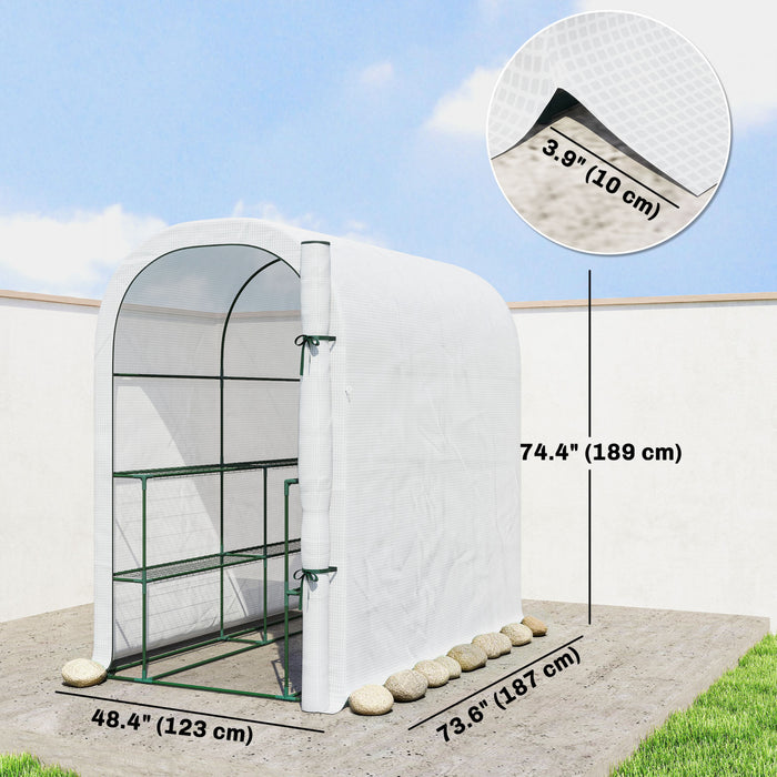 Outsunny Serre Exterieure avec Etageres, Blanc