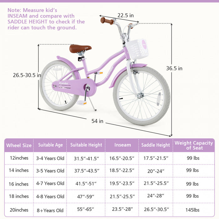 Prorider 20\" Velo Pour Enfants Avec Guidon Reglable En Hauteur Et Frein A Main Du Siege Et Frein De Montagne Violet