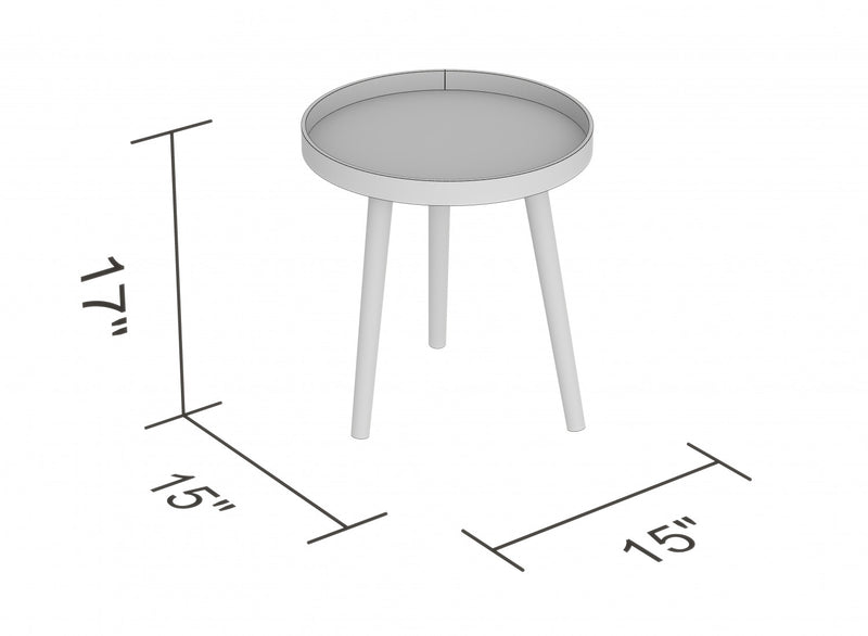 Table de bout avec base en pin noir - dessus noir de forme ronde