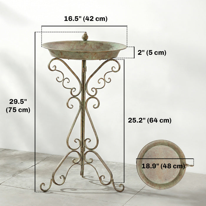 Outsunny Bain d'Oiseaux avec Statue, Bassin Vintage pour Jardin, Vert