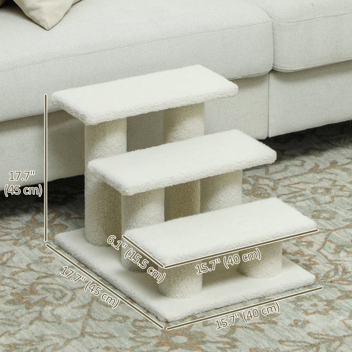Pawhut Escalier A Gratter Pour Chat A Plusieurs Niveaux, 3 Marches Avec Moquette, Marron Clair