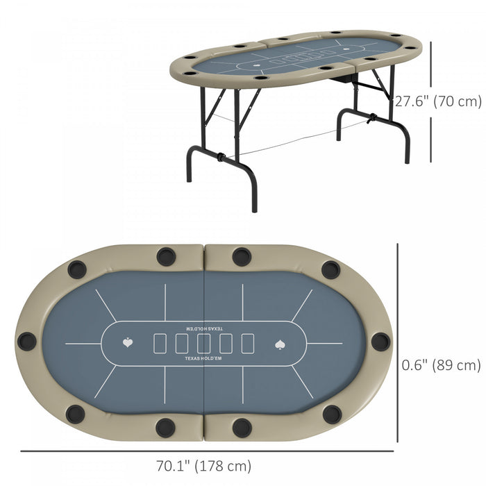 Table de poker pliable Soozier 178 cm, pour 8 joueurs, design Blackjack, Bleu