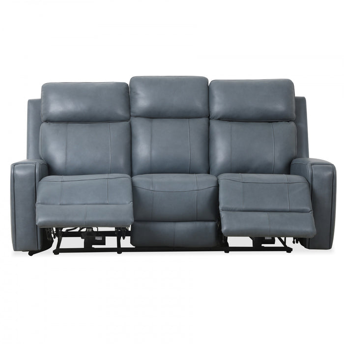 Sofa inclinable electrique Bellamy de 78 po en cuir assorti avec appuie-tete ajustable et USB - Bleu