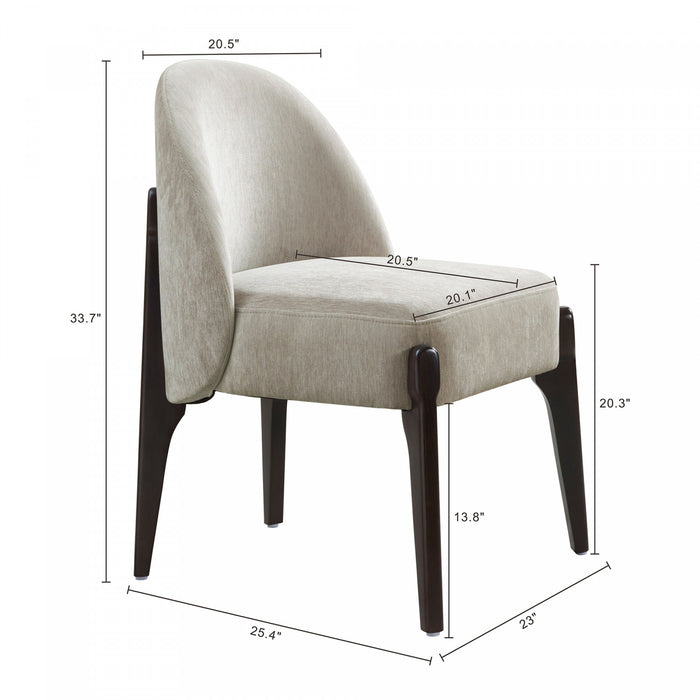 Chaise laterale contemporaine moderne Oslo en bois et chenille taupe - Lot de 2