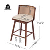 Talia Wooden Counter Height Bar Stool Set of 4 with Rattan Backrest,Walnut | Talia – Lot de 4 tabourets de bar de hauteur comptoir en bois avec dossier en rotin, finition noyer