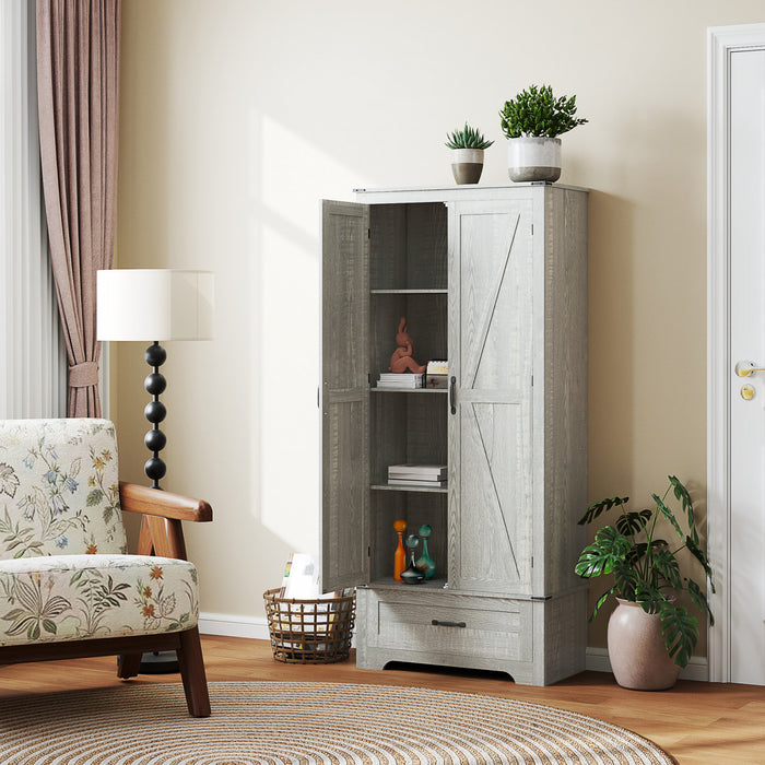 HOMCOM Armoire de garde-manger, armoire de cuisine, gris clair vieilli