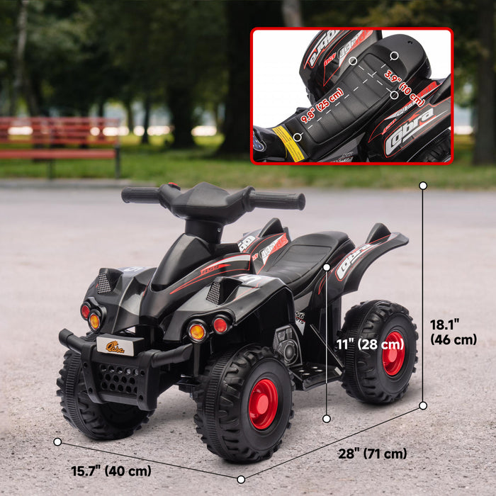 Qaba Quad 6 V Pour Enfants, Vehicule Electrique A 4 Roues Alimente Par Batterie Pour Enfants Avec Musique, Avant, Pour Garcons Et Filles, Tout-petits Ages De 2 A 6 Ans, Noir