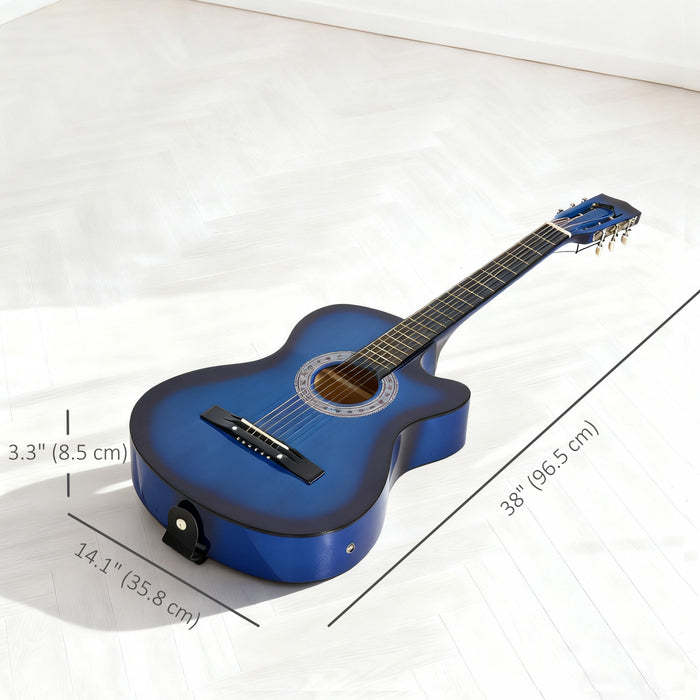 Soozier Guitare electrique acoustique 38 pouces pleine grandeur bleue, bleu