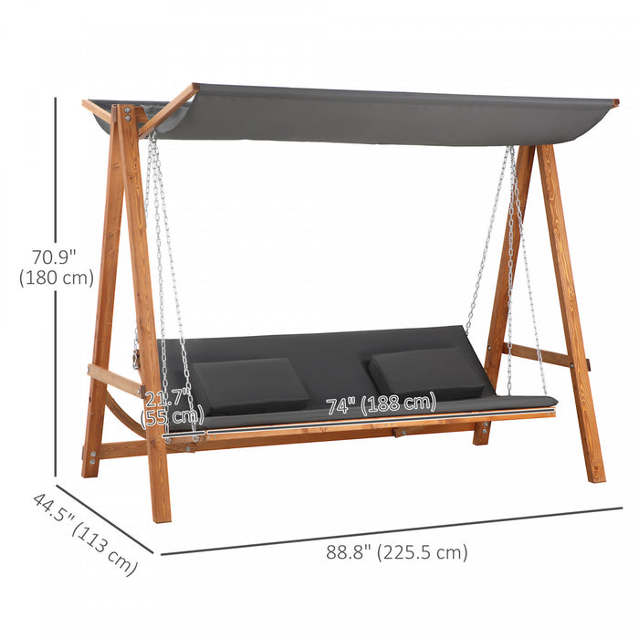 Outsunny Chaise Balancoire De Patio 3 Places Avec Auvent Lit Balancoire