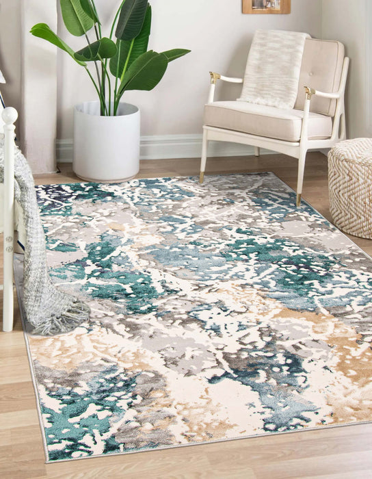Carpette Aura bleu sarcelle - 8 pi 0 po x 10 pi 0 po