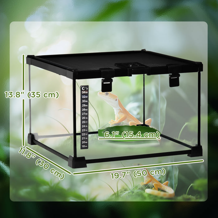 Terrarium en verre pour reptiles avec thermometre, bassine d'eau