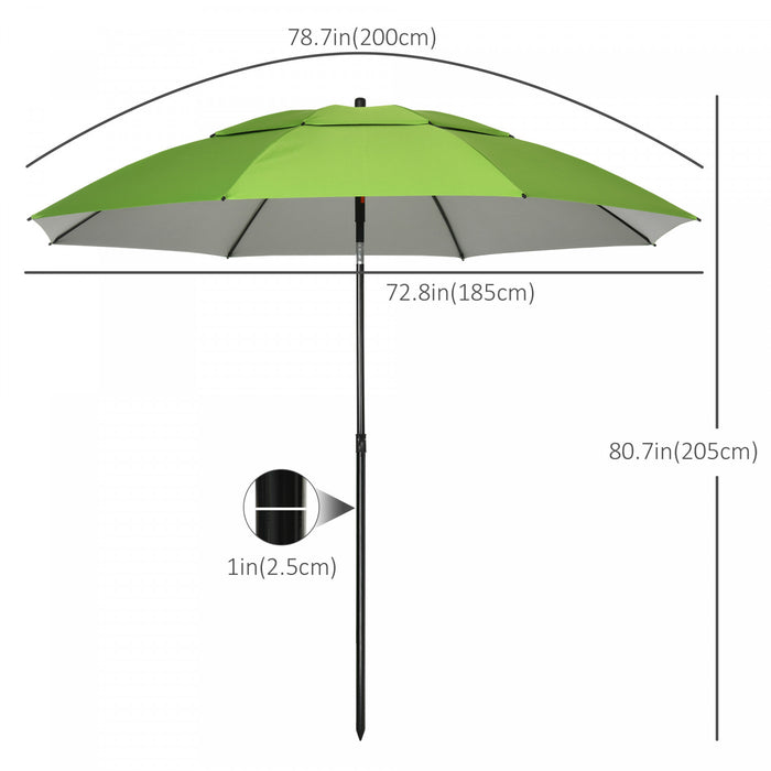 Outsunny Parasol De Plage Arque Outsunny De 6,6 Pi Avec Sac De Transport, Vert