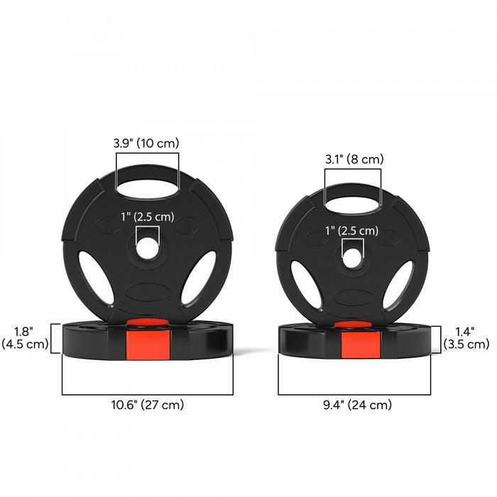 Soozier Lot De 4 Plaques De Poids Avec 3 Poignees, 2 X 11 Lb + 2 X 5.5 Lb