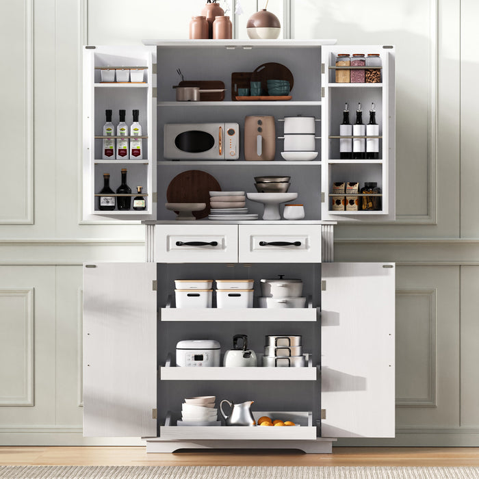 Armoire De Rangement Fabian 72\" Avec Etageres Reglables Et Organiseurs Coulissants - Blanche