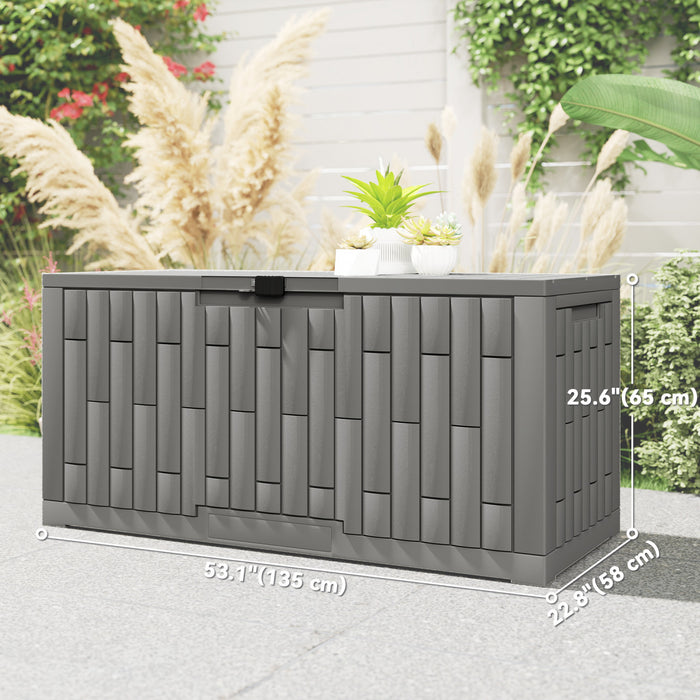 Outsunny Coffre de Terrasse 120 Gallons en Resine, Coffre de Rangement Exterieur Verrouillable