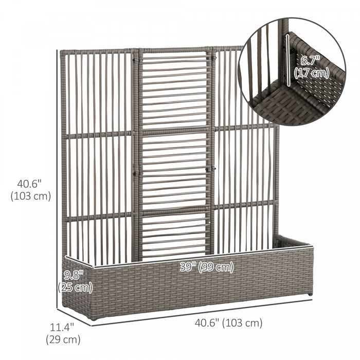 Outsunny Jardiniere En Rotin Avec Treillis, Jardiniere Surelevee, Gris