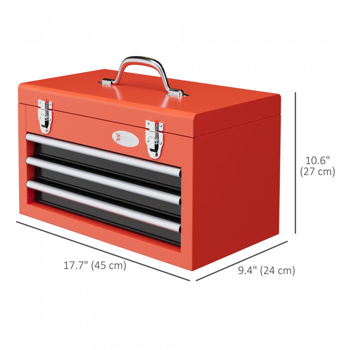 Durhand Boite A Outils A 3 Tiroirs Avec Loquet Coffre A Outils Rouge