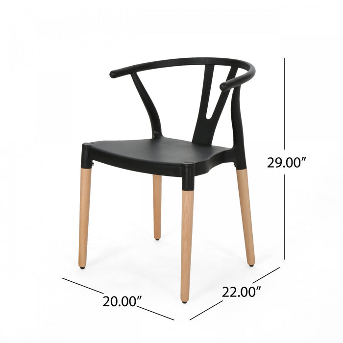Lot De 2 Chaises De Salle À Manger Chasel Avec Assise En Polypropylène Et Pieds En Bois Massif - Noir