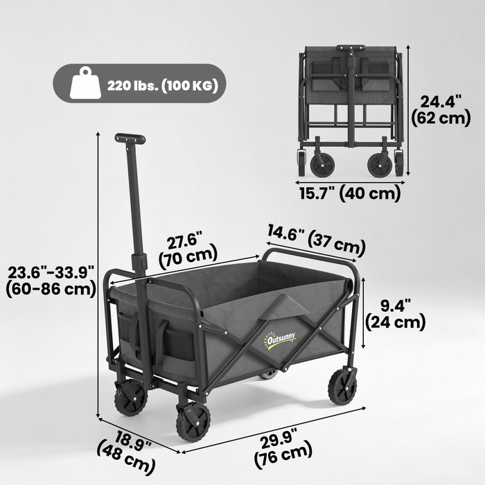 Outsunny Chariot de Jardin Pliable, Chariot Utilitaire, Gris