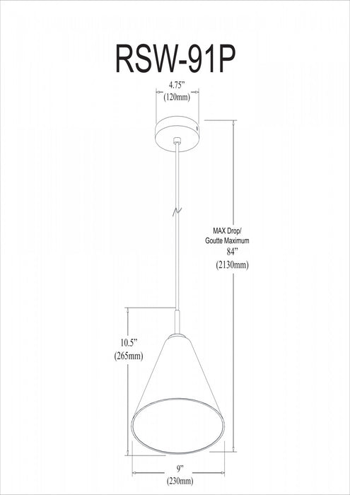 Grand luminaire suspendu Roswell de Dainolite en verre transparent, avec fini chromé satiné et 1 ampoule