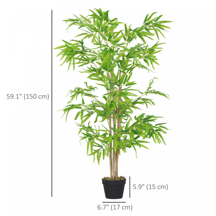 Outsunny Lot de 2 Bambous Artificiels, 5pi, Plante Decorative en Pot