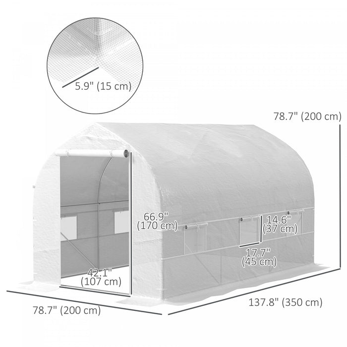 Outsunny Serre Tunnel Portable 11,5' X 6,6' X 6,6', Blanc