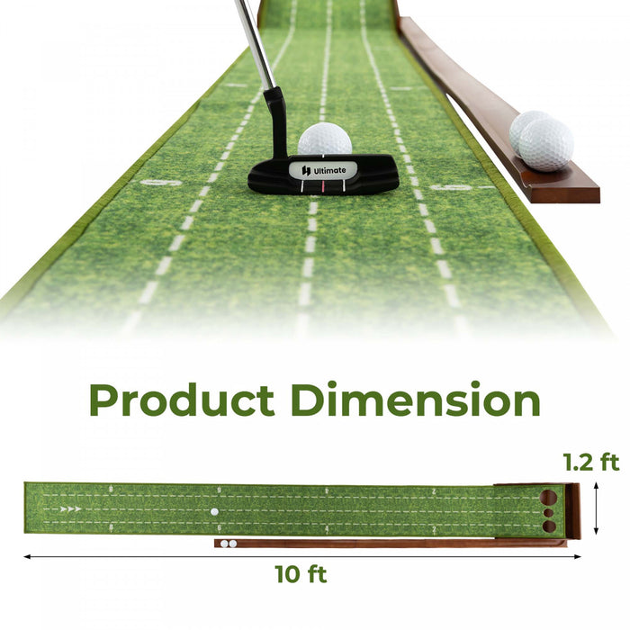 Costway Mettre Vert Pratique Golf Mettre Tapis Avec Auto Ball Retour Et 2 Tailles De Trou