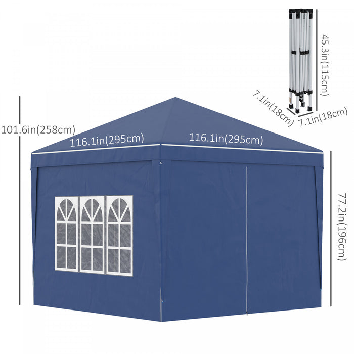Outsunny 10'x10' Tente De Reception Tonnelle Avec Sac De Transport (bleu)