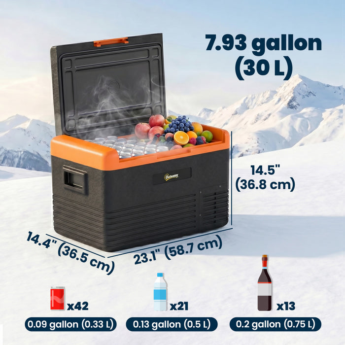 Outsunny glaciere electrique refrigerateur de voiture 32 litres