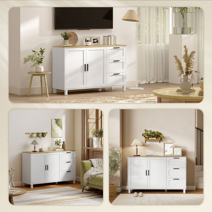 HOMCOM Buffet 47\" avec Portes a Fermeture Douce, Buffet Moderne, Blanc