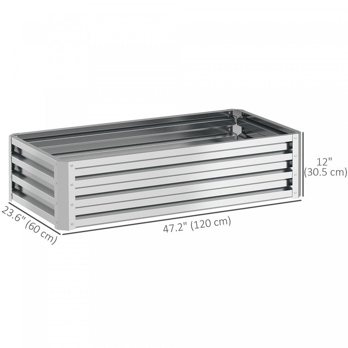 Outsunny Lit de jardin sureleve 4' x 2' x 1' jardiniere galvanisee, argente