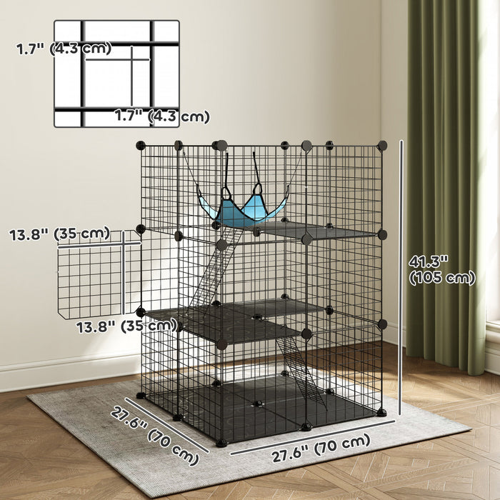Cage pour Chat PawHut avec Design Modulaire a 3 Niveaux