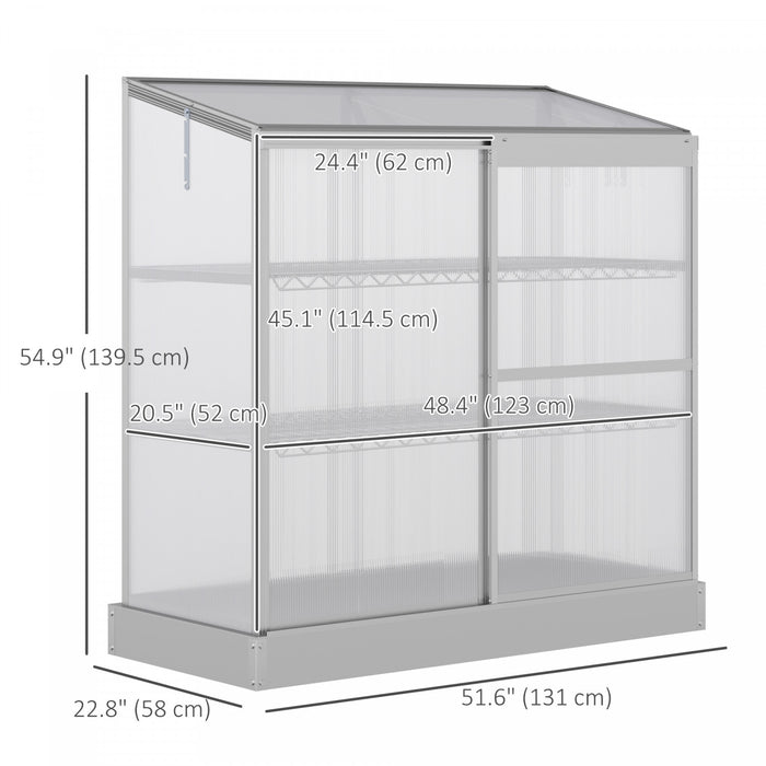 Outsunny Serre A Cadre Froid En Aluminium A 2 Niveaux Avec Dessus Ouvrant