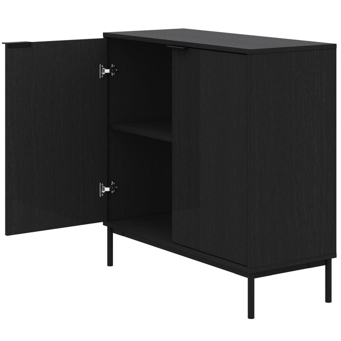 Armoire de rangement mince Nordika à 2 portes - noire