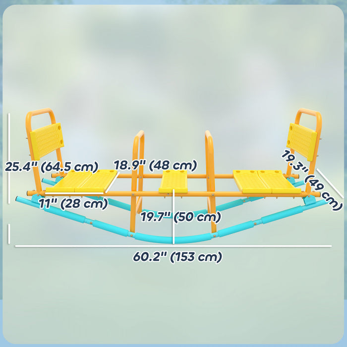 Qaba Balancoire Bascule 2 en 1 pour Enfants de 3 a 8 Ans pour Interieur et Exterieur