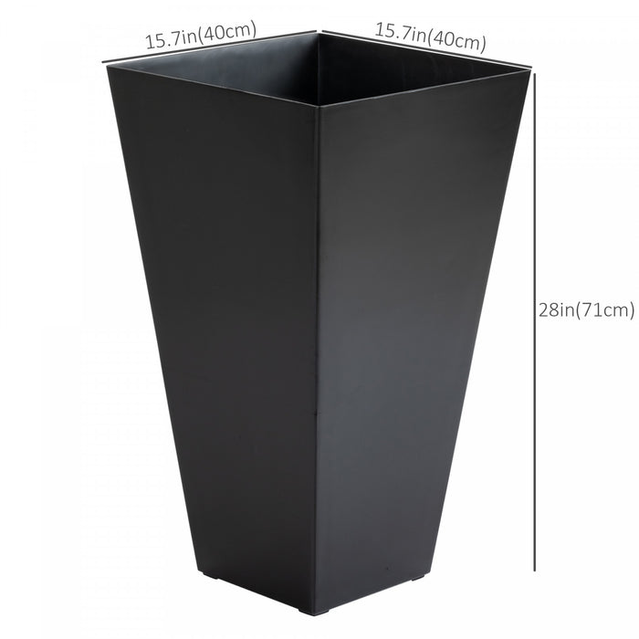 Outsunny Lot De 3 Pots De Fleurs En Plastique De 28\", Grands Pots De Fleurs Coniques En Plastique Pour Exterieur Et Interieur, Pour Entree, Patio, Cour, Noir