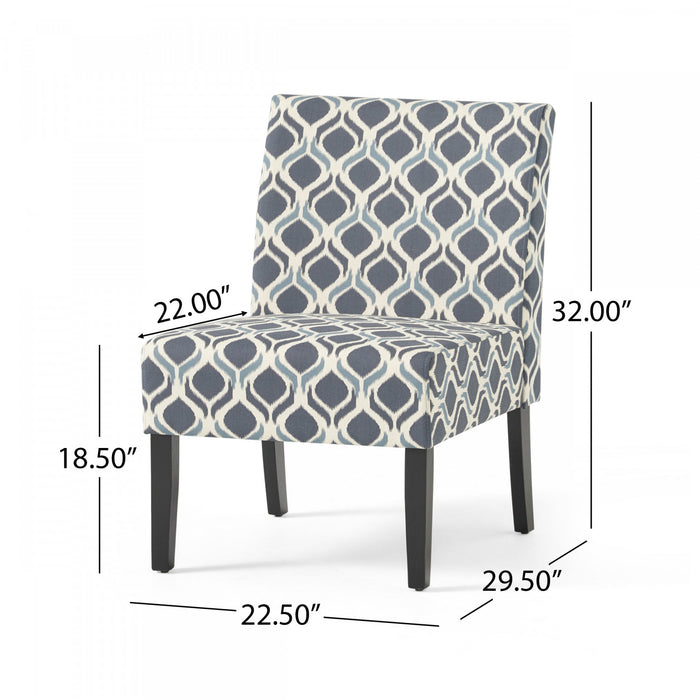 Lot De 2 Fauteuils D’appoint Oliver En Tissu aspect lin Avec Pieds En Bois D’hévéa - Bleu Et Multicolore