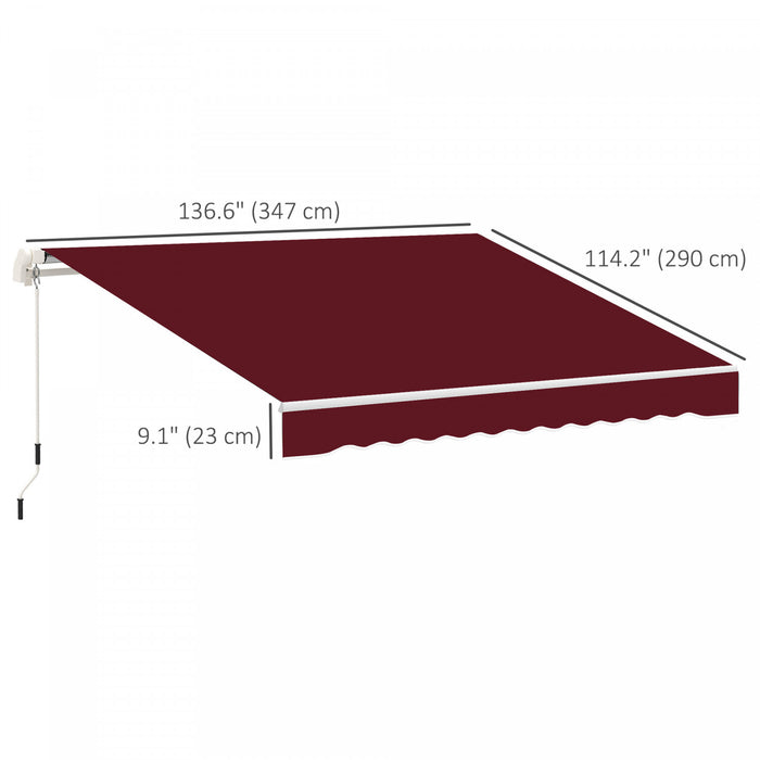 Outsunny 12' X 10' Toile De Store Retractable De Remplacement Pour Parasol Exterieur, Protection Contre Les Uv, Rouge Vin.