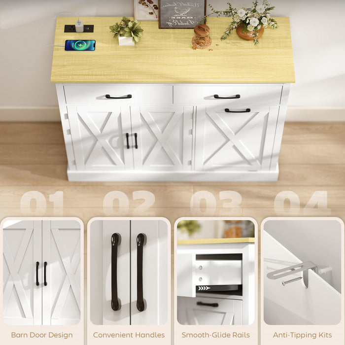 HOMCOM Meuble Poubelle Basculant avec Station de Charge, Ilot de Cuisine