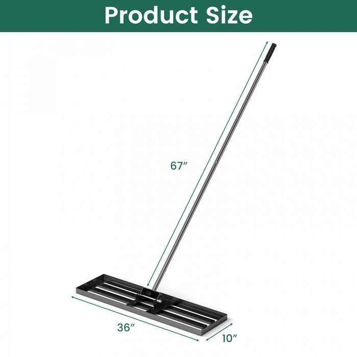 Costway Pelouse Nivellage Rake 36\" X 10\" Lourd Outil De Pelouse De Niveau Pour Jardin Arriere-cour/pelouse Noir