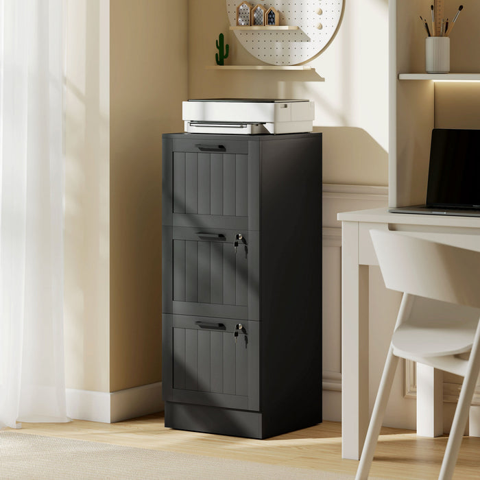 HOMCOM Classeur a 3 tiroirs avec serrure pour lettre A4, Noir
