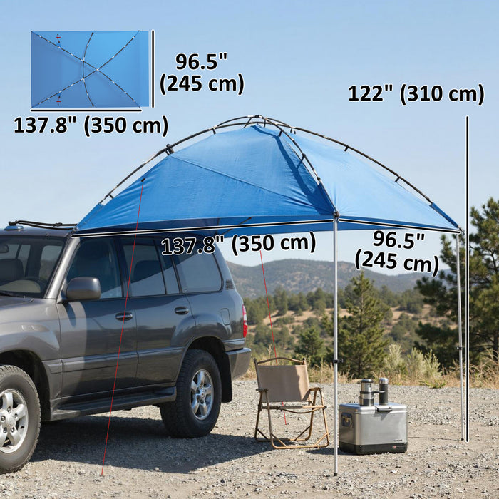 Tente de hayon Outsunny pour SUV, etanche, 350 x 245 cm, bleu clair