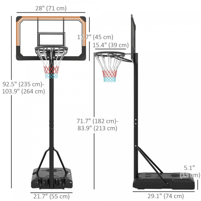 Soozier Panier De Basket-ball De 6 A 7 Pi Panneau Arriere Incassable De 28\"