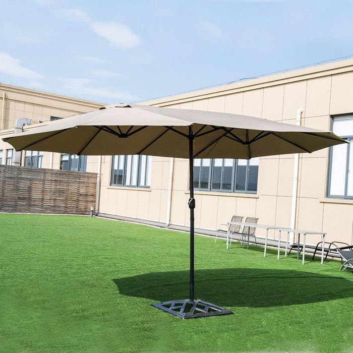 Costway Parasol de marche exterieur 15' double-face Twin Patio avec manivelle Beige