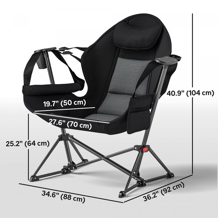 Outsunny Lot De 2 Chaises De Camping Hamac Avec Dossier Reglable