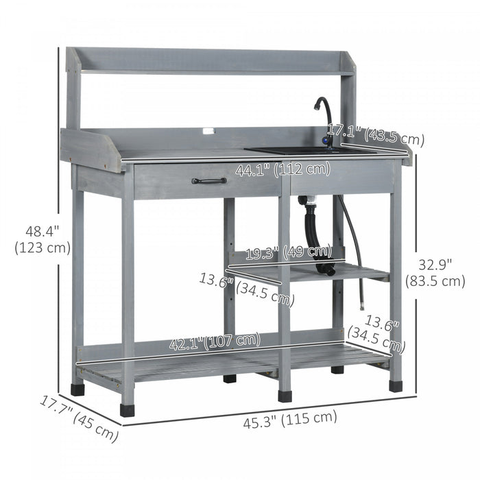Outsunny Etabli de Rempotage Table de Travail de Jardin avec Tiroir