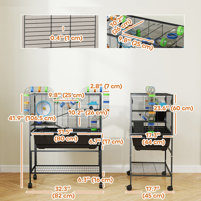 3 Tier Rolling Hamster Cage With Storage Shelf For Syrian