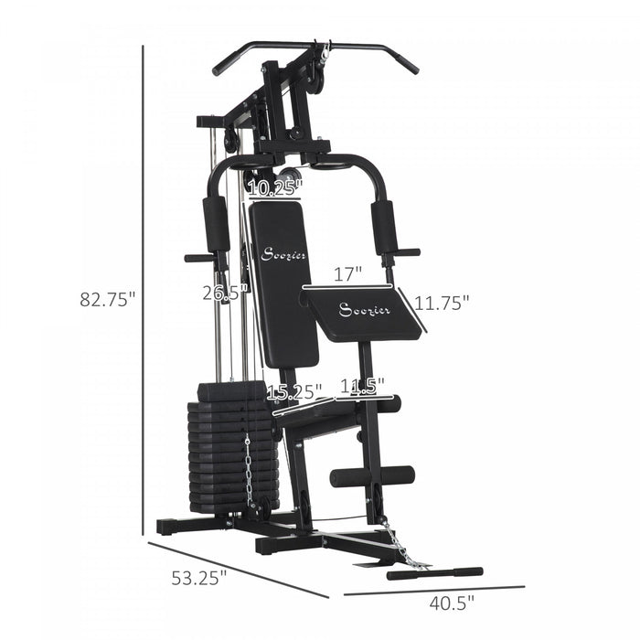 Soozier Equipement De Gym A Domicile, Appareil D'entrainement Multifonctionnel Avec Une Pile De Poids De 145 Lbs Pour Un Entrainement Complet Du Corps Et De La Force