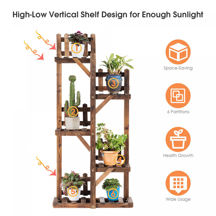Etagere A Fleurs En Bois A 5 Niveaux, Support De Pots Avec Grande Capacite Pour Decoration, Porte-plantes Exterieur Ou Interieur En Couleur Marron, Presentoir Parfait Pour Maison, Jardin, Balcon
