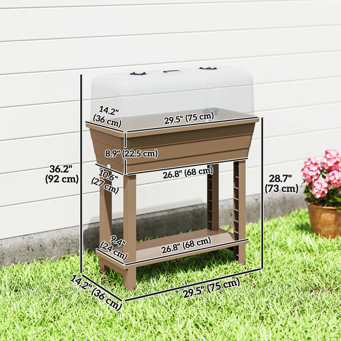 Outsunny Lit de jardin sureleve a arrosage automatique 41 L, Marron